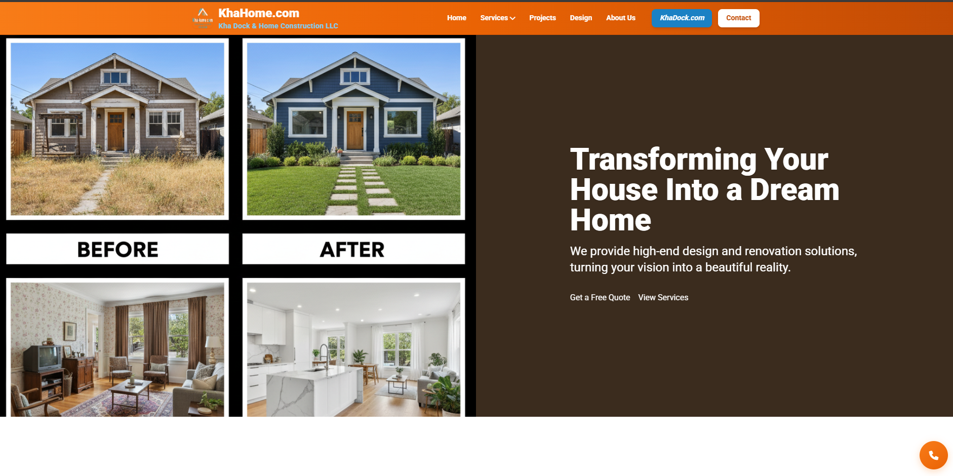 Screenshot of KhaHome.com website